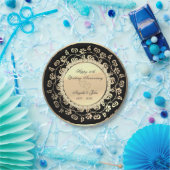 金ゴールドハートフローラダイヤモンド50th結婚記念日 ペーパープレート (パーティー)