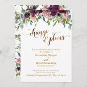 金ゴールドハートフローラ計画結婚の変更 招待状 (正面/裏面)