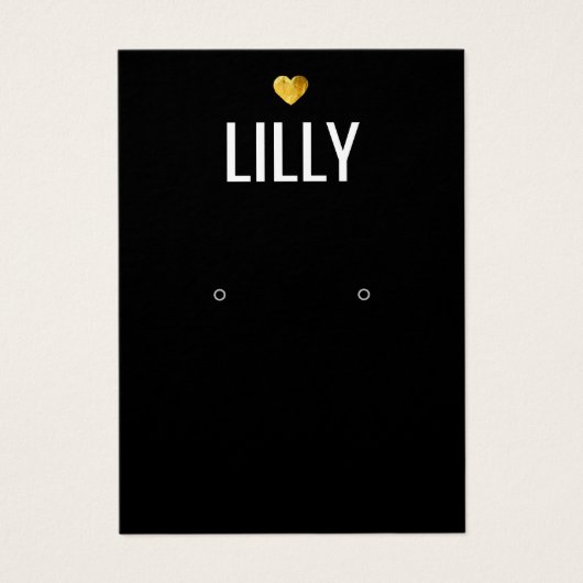 金ゴールドハートブラックイヤリングディスプレイカード (正面)