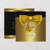 金ゴールドハートブラック金ゴールドパーティーテンプレート 招待状 (正面/裏面)