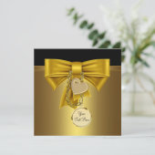 金ゴールドハートブラック金ゴールドパーティーテンプレート 招待状 (スタンド正面)