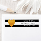 金ゴールドハートブラック&ホワイトストライプ差出人住所 ラベル (インサイチュ)