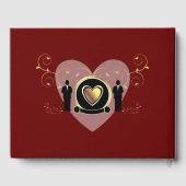 金ゴールドハートブルゴーニュ男性結婚LGBTQ ゲストブック (裏面)