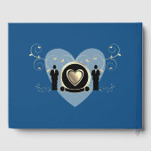 金ゴールドハートブルー結婚オスLGBTQ ゲストブック (裏面)