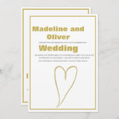 金ゴールドハートホワシンプルイト結婚ズ 招待状 (正面/裏面)