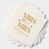 金ゴールドハートミセス・アンド・ミセス・レズ結婚ビアン 箔ナプキン (インサイチュ (積み重ね))