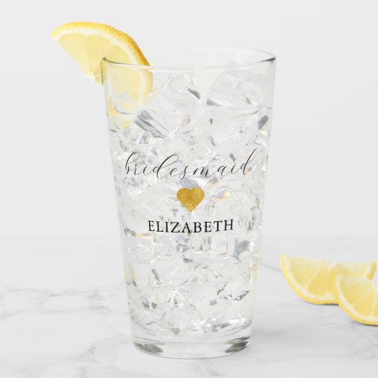 金ゴールドハートミニマル結婚式 タンブラーグラス (アイス正面)