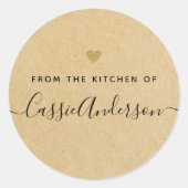 金ゴールドハートモダンブラウンクラフトベーキングギフト ラウンドシール (正面)