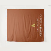 金ゴールドハートモダンミニマル結婚リストの背景 タペストリー (正面(横))