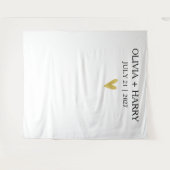 金ゴールドハートモダンミニマル結婚リストの背景 タペストリー (正面(横))