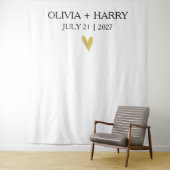 金ゴールドハートモダンミニマル結婚リストの背景 タペストリー (インサイチュ)