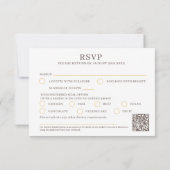 金ゴールドハートモノグラム茶色の食事のオ結婚プション 出欠カード (裏面)