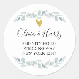 金ゴールドハートユーカリ差出人住所シール ラウンドシール