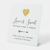 金ゴールドハートラブイズスウィート結婚ズデザートバー 台座サイン (正面)