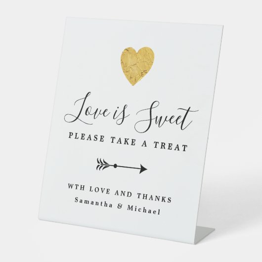 金ゴールドハートラブイズスウィート結婚ズデザートバー 台座サイン (正面)