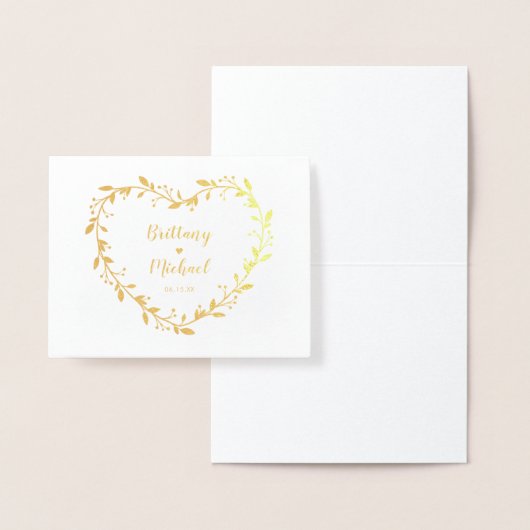 金ゴールドハートリース結婚_sありがとう 箔カード (ディスプレー)