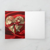 金ゴールドハートレッドリボンバレンタインデーハートカード カード (内部)