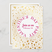 金ゴールドハート丸2バレンタモダンインパーティー 招待状 (正面/裏面)