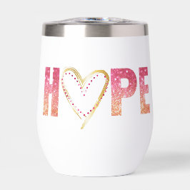 金ゴールドハート付きピンク色の輝きの「希望」