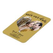 金ゴールドハート写真ウェディング日付の保存 マグネット (左側)