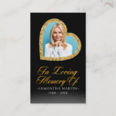 金ゴールドハート写真葬儀祈りの言葉カード 名刺 (正面)