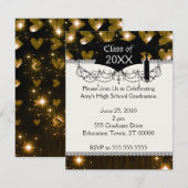 金ゴールドハート卒業 招待状 (正面/裏面)