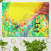 金ゴールドハート壁画タオル キッチンタオル (折り畳み)