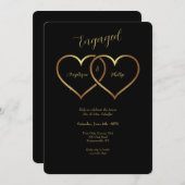 金ゴールドハート婚約 招待状 (正面/裏面)