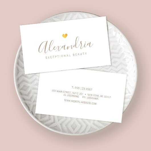 金ゴールドハート手書きスクリプト書 名刺