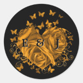 金ゴールドハート新郎新婦蝶スワーズ ラウンドシール (正面)