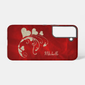 金ゴールドハート旋回グリッターオン赤 SAMSUNG GALAXYケース (裏面横)