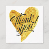 金ゴールドハート書道割引ありがとう スクエア名刺 (正面)