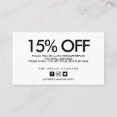 金ゴールドハート書道割引ありがとう 名刺 (裏面)