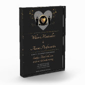 金ゴールドハート男性ウェディング招待記念 フォトブロック (左)