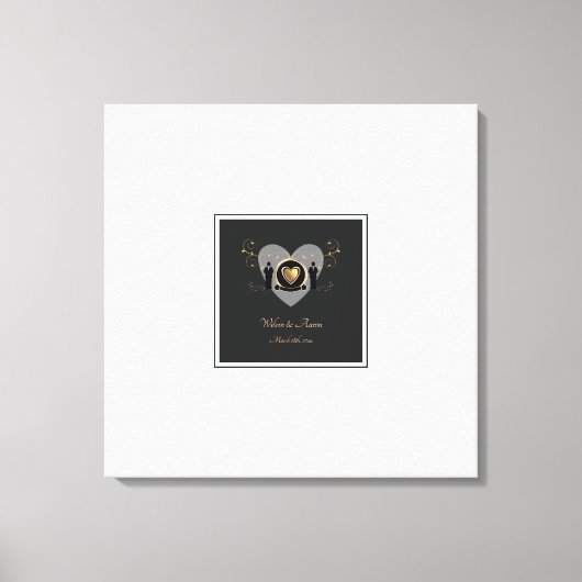 金ゴールドハート男結婚性別口述書 キャンバスプリント (正面)