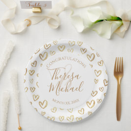 金ゴールドハート祝 ペーパープレート