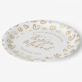 金ゴールドハート祝 ペーパープレート (アングル)