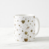 金ゴールドハート箔ストロークパターン白 コーヒーマグカップ (正面右)