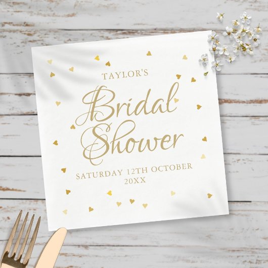 金ゴールドハート紙吹雪ブライダルシャワー スタンダードカクテルナプキン