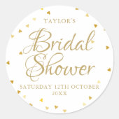 金ゴールドハート紙吹雪ブライダルシャワー ラウンドシール (正面)