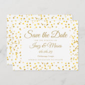 金ゴールドハート紙吹雪日付の保存 案内ポストカード (正面/裏面)