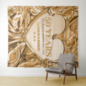 金ゴールドハート結婚の記念日の背景 タペストリー (インサイチュ(横))
