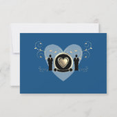 金ゴールドハート結婚オス青 |披露宴カード 招待状 (裏面)