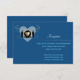 金ゴールドハート結婚オス青 |披露宴カード 招待状