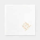金ゴールドハート結婚クラウンモノグラムのカスタムコーナー 箔ナプキン (正面)