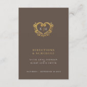 金ゴールドハート結婚モノグラムの指示表 エンクロージャーカード (正面)