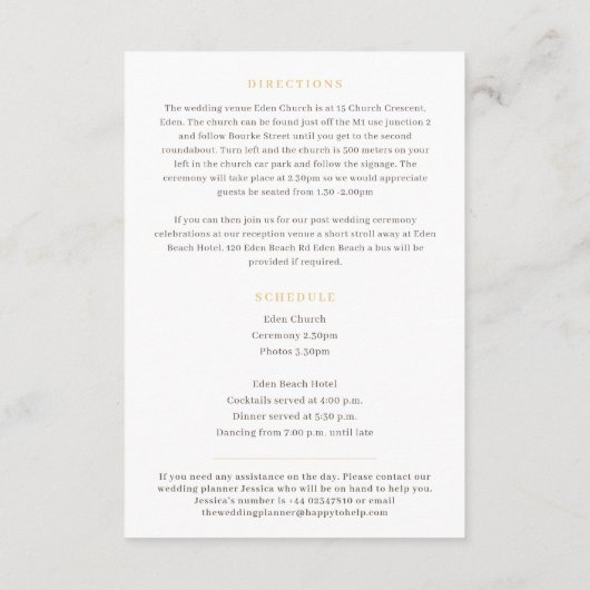 金ゴールドハート結婚モノグラムの指示表 エンクロージャーカード (裏面)