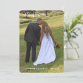 金ゴールドハート結婚写真テンプレートサンキュー サンキューカード (スタンド正面)