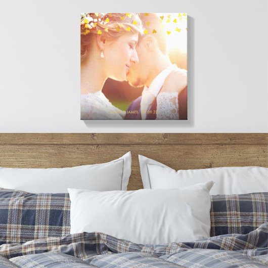 金ゴールドハート結婚紙吹雪の写真 キャンバスプリント (インサイチュ (寝室))