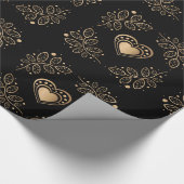 金ゴールドハート葉付 ラッピングペーパー (角)